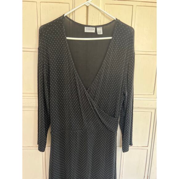 Chico’s Travelers size 2 or medium polkadot midi dress slinky material - Picture 2 of 4